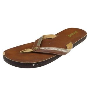 Reef Sz 10‎ M Brown Flip Flop Synthetic Women Sandals